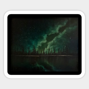 Green Galaxy Forest Silhouette Sticker